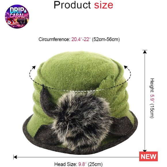 100% Wool Vintage Winter Beret Hat for Women